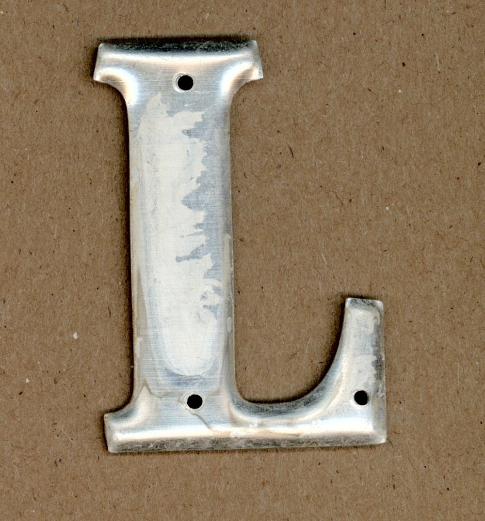 Vintage Metal Letter L Letterpress Style Telephone Pole