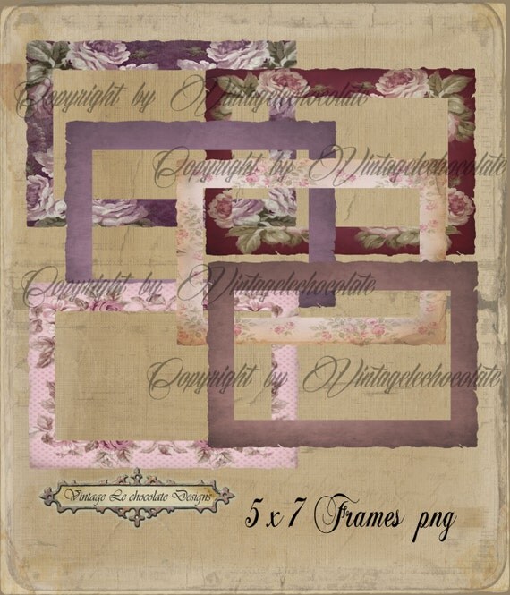Digital Shabby Frames Vintage Collage Frames by VintageLeChocolate