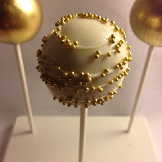 24 Gold and swirl cake pops by SweetintheCity on Etsy