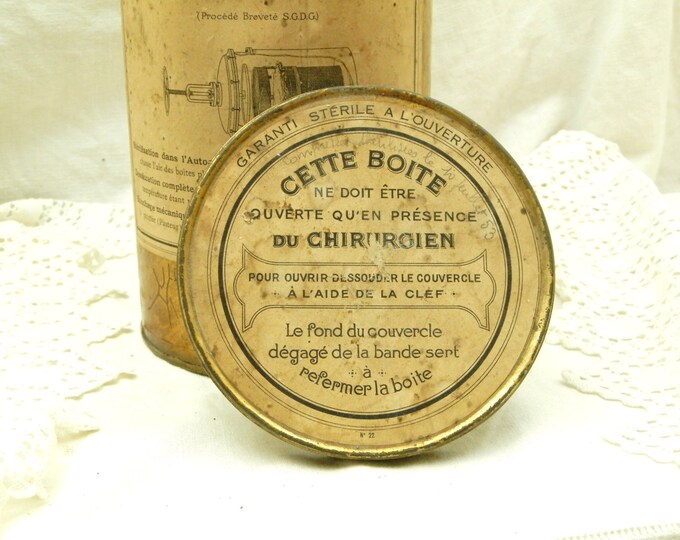 Large Antique French Medical Bandage Metal Tin / French Decor / French Country Style / Medical Decor / Apothecary / Box / Vintage Hospital Large Antique French Medical Bandage Metal Tin / French Decor / French Country Style / Medical Decor / Apothecary / Box / Vintage Hospital
