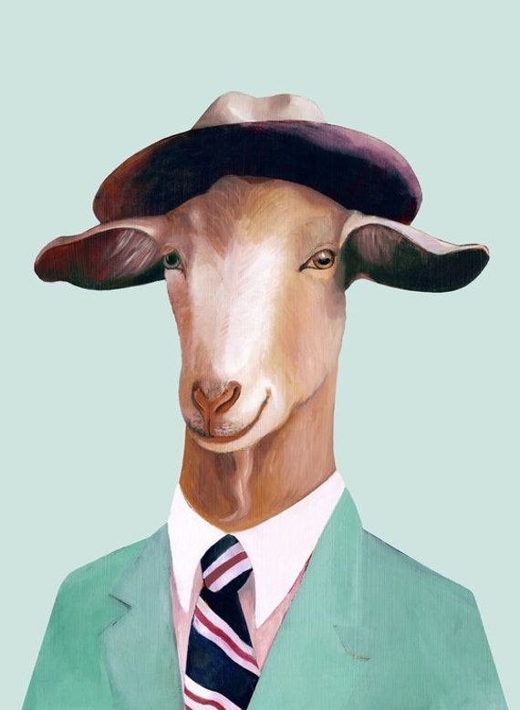 Goat Art Print Mint Decor Wall Art Funny Goat Animals in