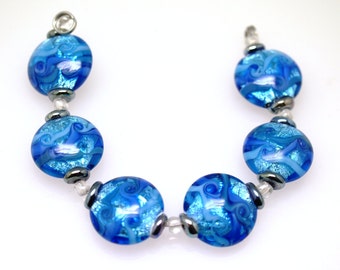 Pearly Karpel Lampwork Beads (6) SRA Made To Order Handmade