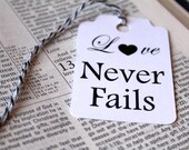 Wedding Favor Tags, Love Never Fails, Personalized, Wedding, Custom Printed Tags, Bridal Shower Favor, DIY, Custom Tags, Wedding Favor