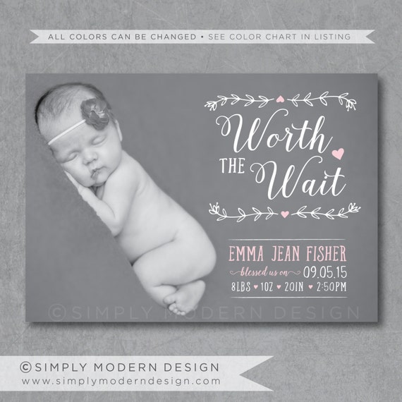 Worth The Wait Birth Announcement Card
