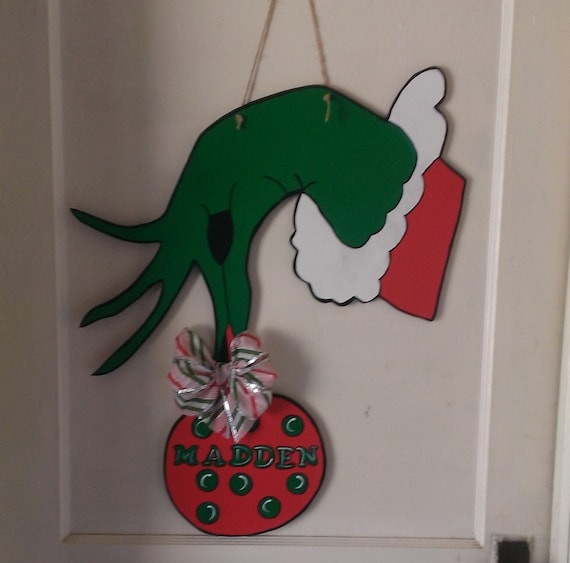 Grinch Door Hanger Hand Patterns - Patterns Kid