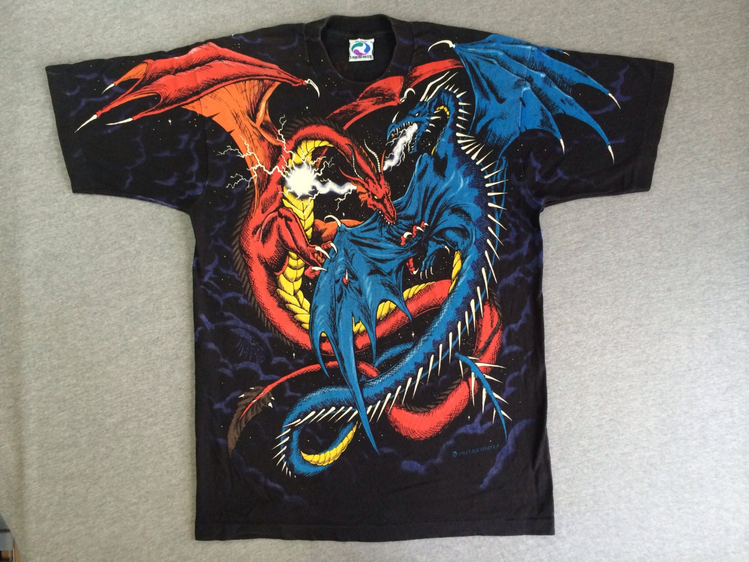 DRAGON FIGHT T-shirt 1994 Vintage/ Liquid Blue All-Over