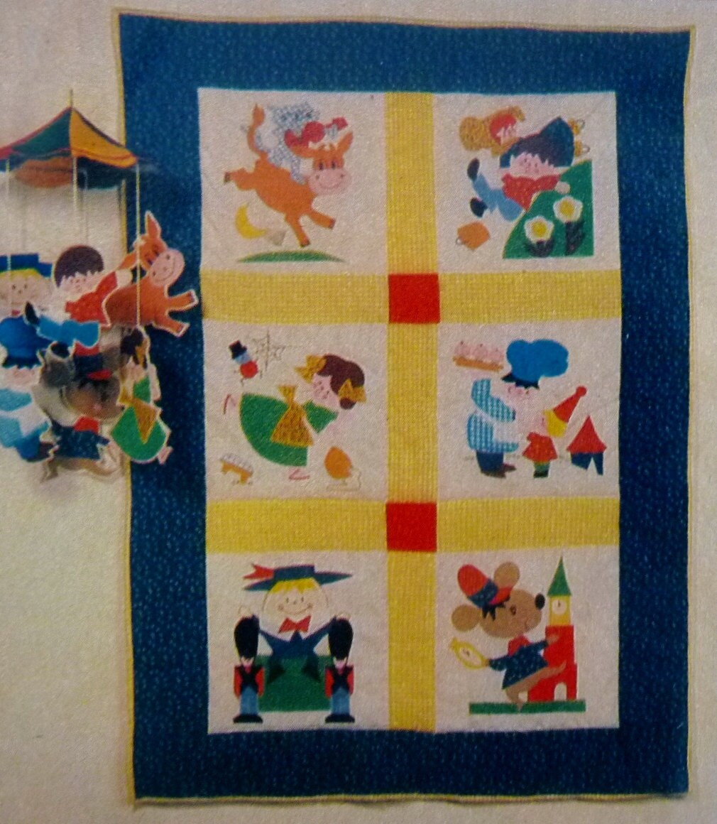 Vintage Mother Goose Quilt Kit Nursery Rhymes 36 x 54