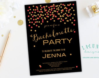 Bachelorette Invitation, Glitter Bachelorette Invitation, Confetti Glitter Bachelorette Invite, Hens Party Invitation, Bachelorette Invite