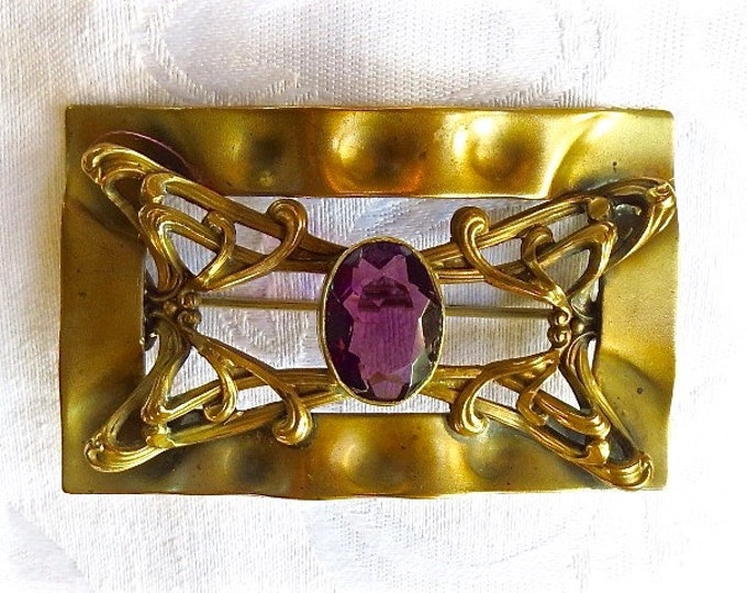 Art Nouveau Sash Pin Amethyst Antique Sash Brooch Art Nouveau Jewelry