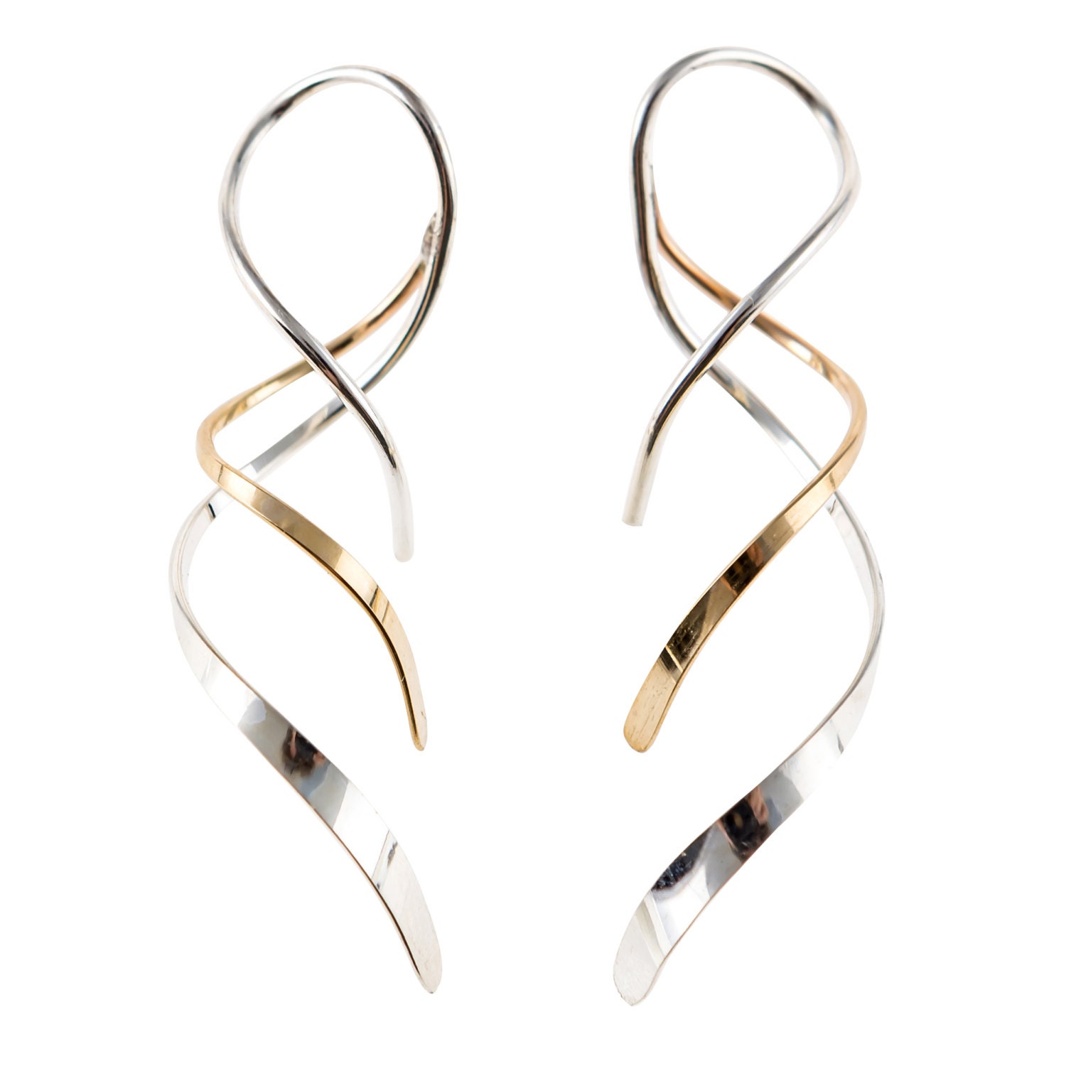Spiral Threader Earrings Silver and Gold Earrings Simple