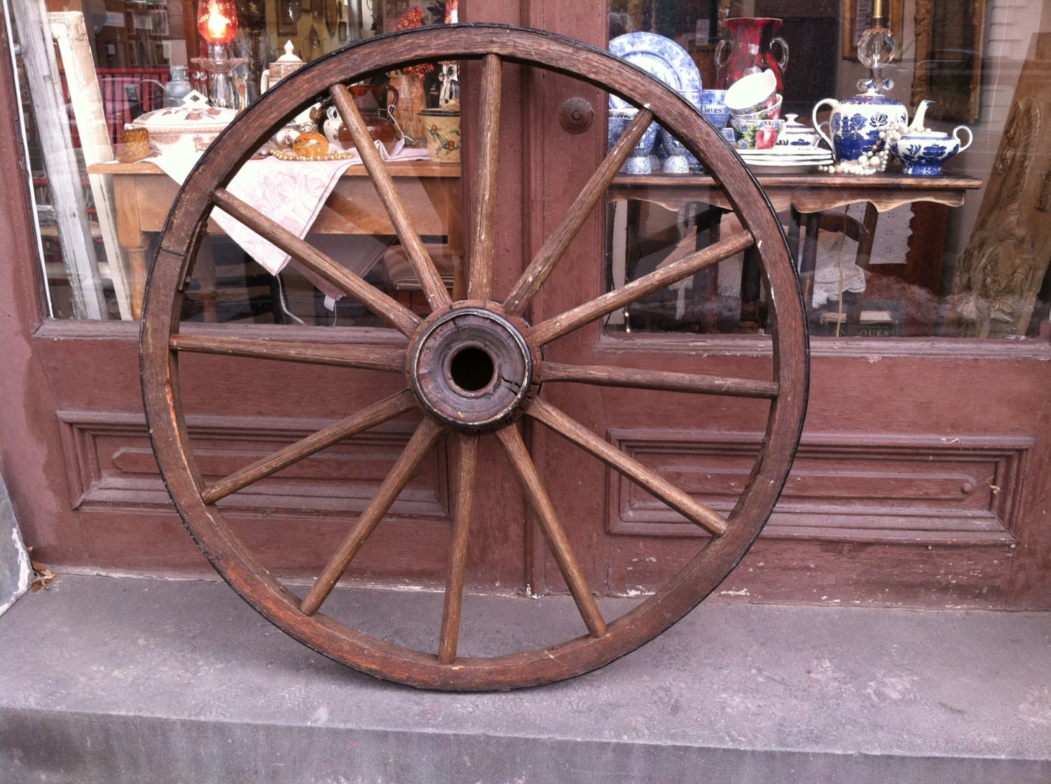 Circa 1850's Antique Wooden Wagon Wheel by Shabadashery on Etsy