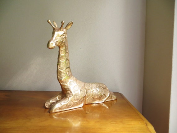 Vintage Brass Giraffe Figurine Gold Giraffe Statue Brass