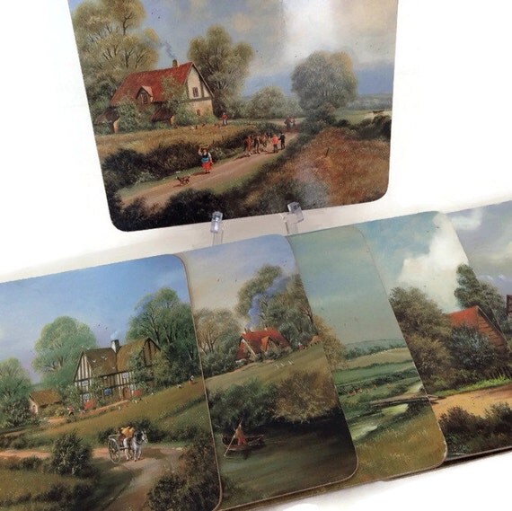Vintage Pimpernel PlacematsEnglish CottagesSet of 6 Acrylic
