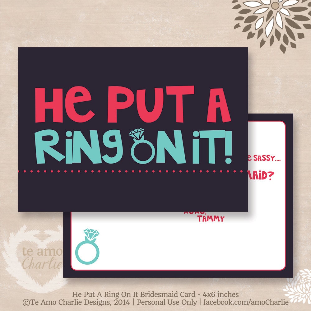 He Put A Ring On It Printable Thank You Cards Instant