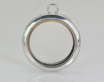 1pcs Rhodium Plated Glass Picture/ Photo Locket Frame Pendant , Photo Box Charms Pendant, (Fits 25mm on inside)