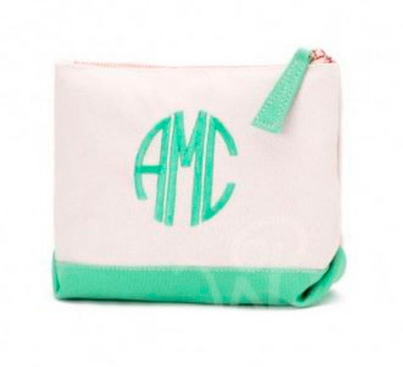 Mint Canvas Cosmetic Bag and Accessory Bag Great for