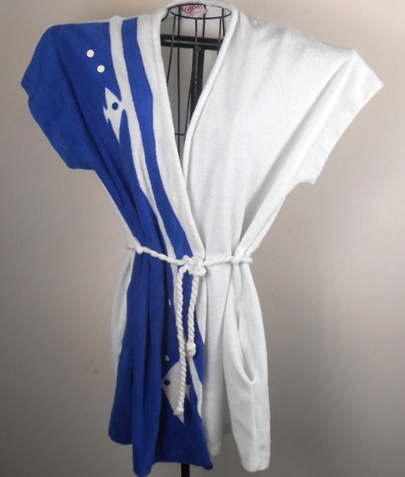 Terry Cloth Robe Bathing Suit Cover Up Robe 1970s Kayser