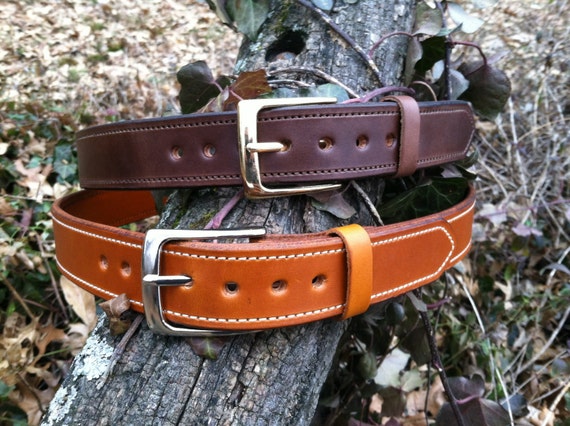 Handmade Leather concealed carry heavy duty gun belt 1.5