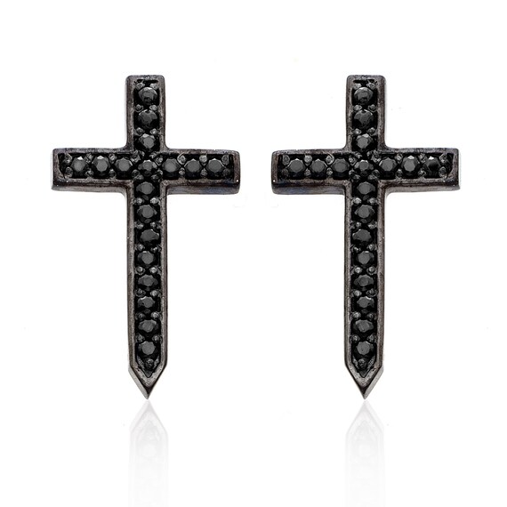 Black Diamond Cross Earrings