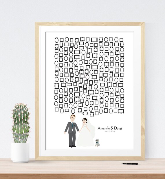 Wedding sign with Picture Frames for Guest Signatures, Wedding guest ...