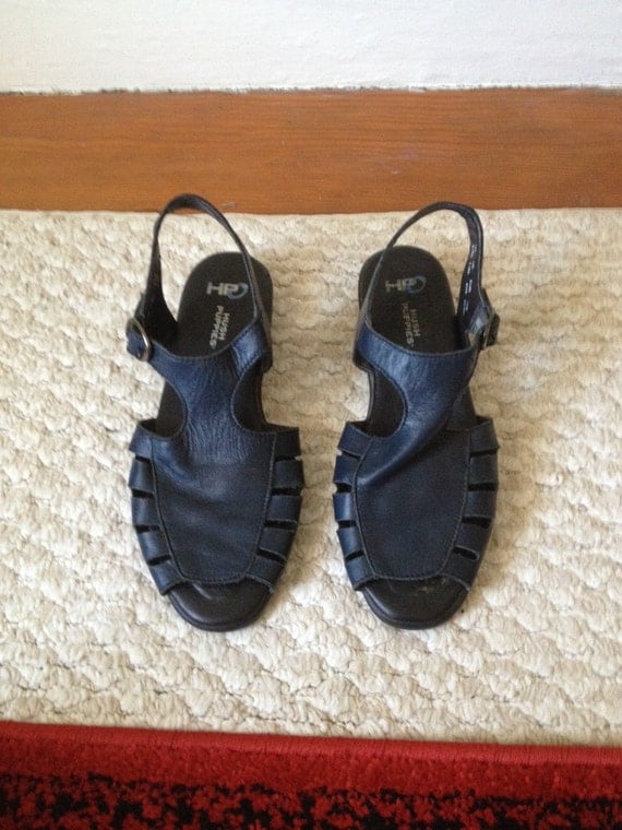 80s Navy Leather sz 9 1/2 Hush Puppies
