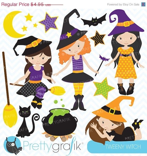80% OFF SALE Halloween witches clipart commercial use, vector graphics, digital clip art, digital images - CL551 Il_570xn