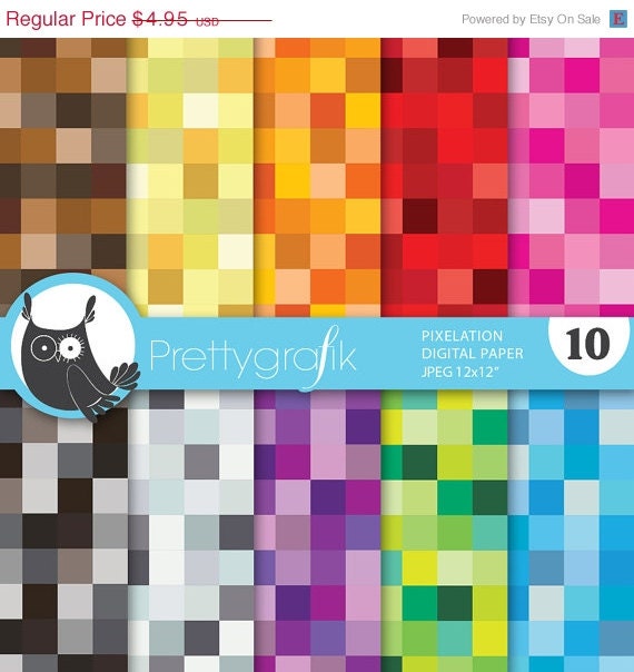80% OFF SALE pixel mosaic digital paper, commercial use, scrapbook papers, background - PS631 Il_570xn