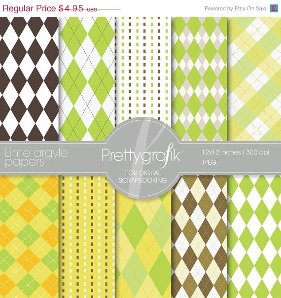 80% OFF SALE Lime argyle digital paper, commercial use, scrapbook papers, background - PS515 Il_570xn