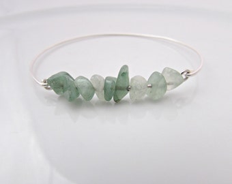 Jade Bangle Bracelet, Green Jade Bangle, Bridesmaid Gift, British Seller UK, Gifts for Girls, Jade Chip Bangle, Stacking Bangle, For Mom