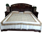 Indian 3pc Set bedspreads And Pillowcases Handloom Cotton Heavy Duty Bed Cover