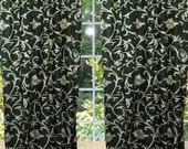 Patterned Curtains green Tab Top Drapes Window treatments Panels - Pair, Free Shipping