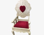 Antique Queen of Hearts Chair Red Padded Cushion Chair // Mughal Inspired