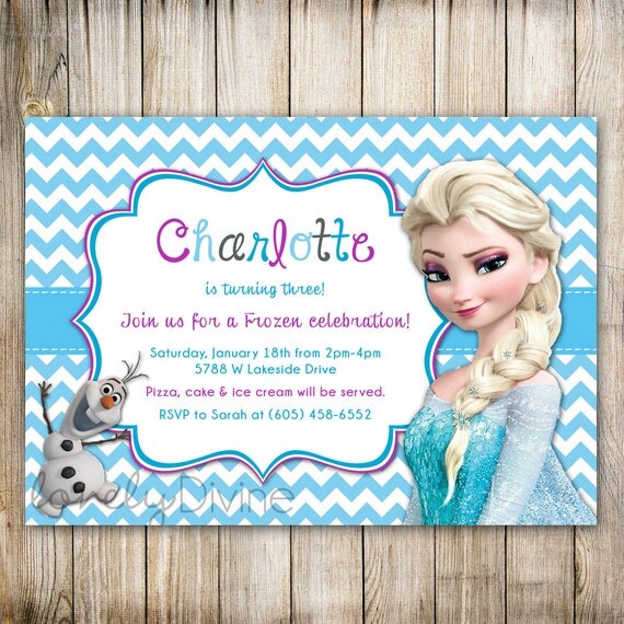 Disney FROZEN Chevron Birthday Invitation Frozen Birthday