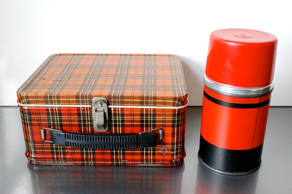 Vintage Plaid Lunch Box & Thermos / Aladdin Industries