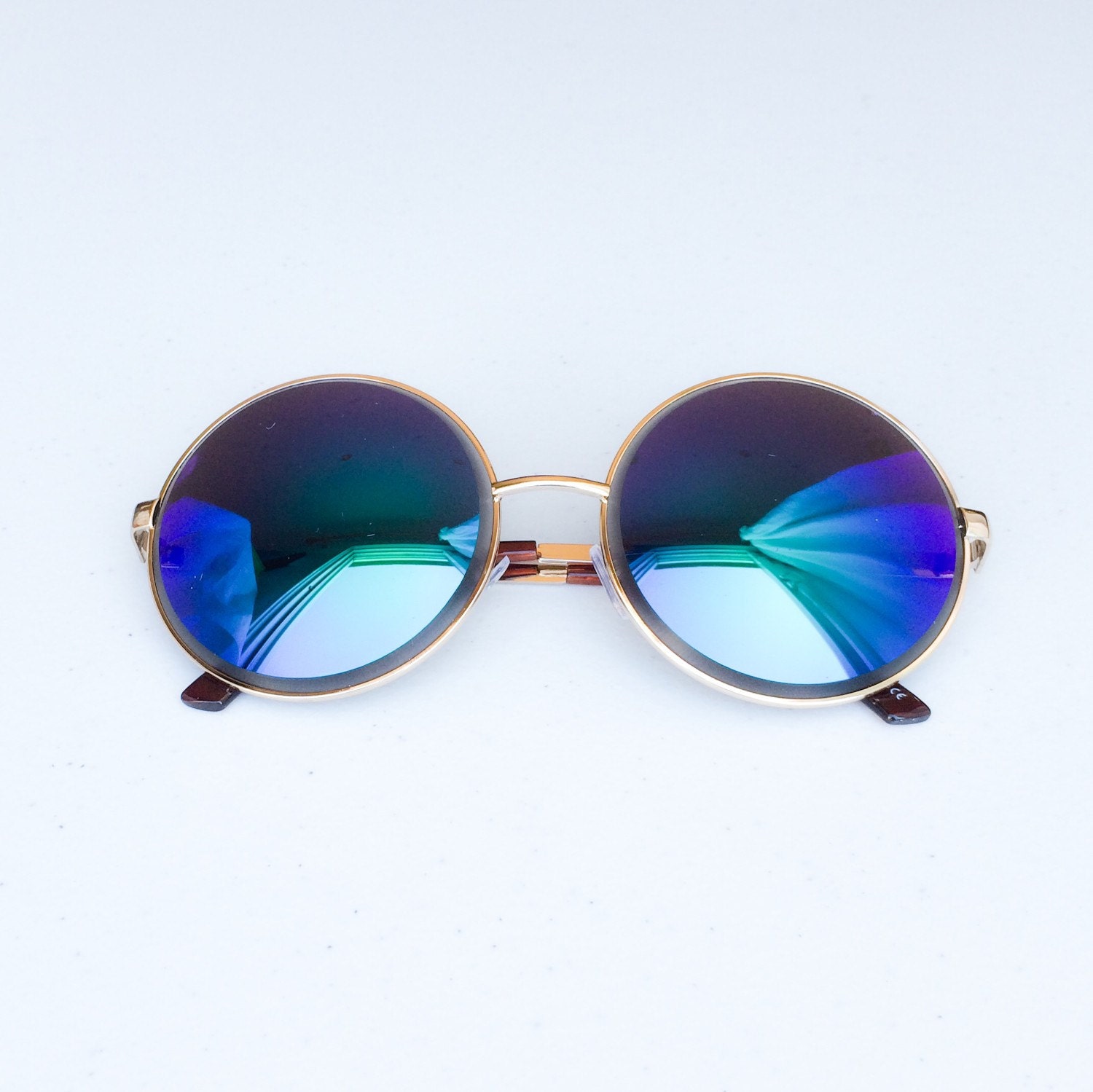 Retro Hipster Round Sunglasses Teal Haute Juice