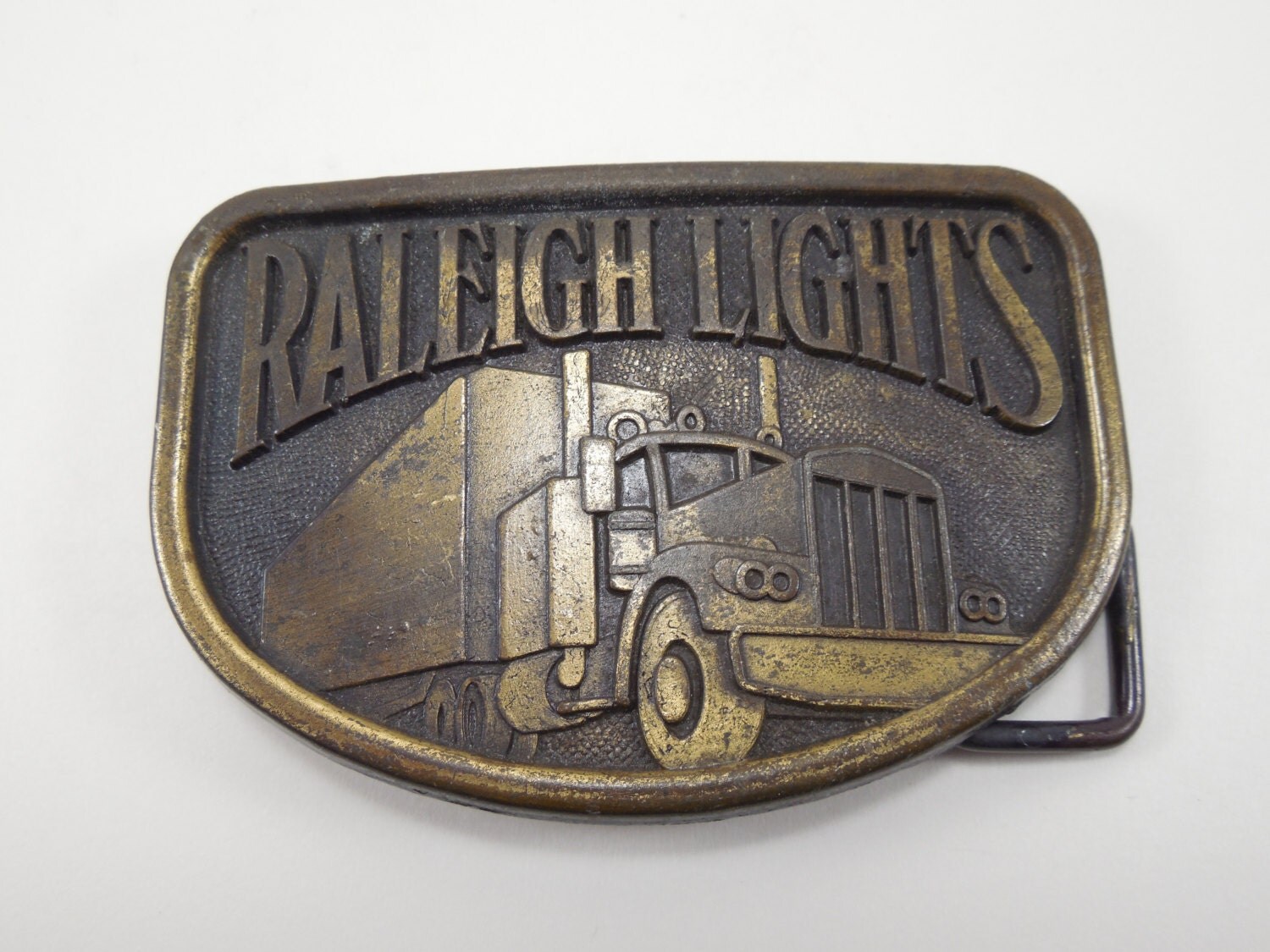 Vintage Raleigh Lights Belt Buckle Semi Truck Tractor Trailer