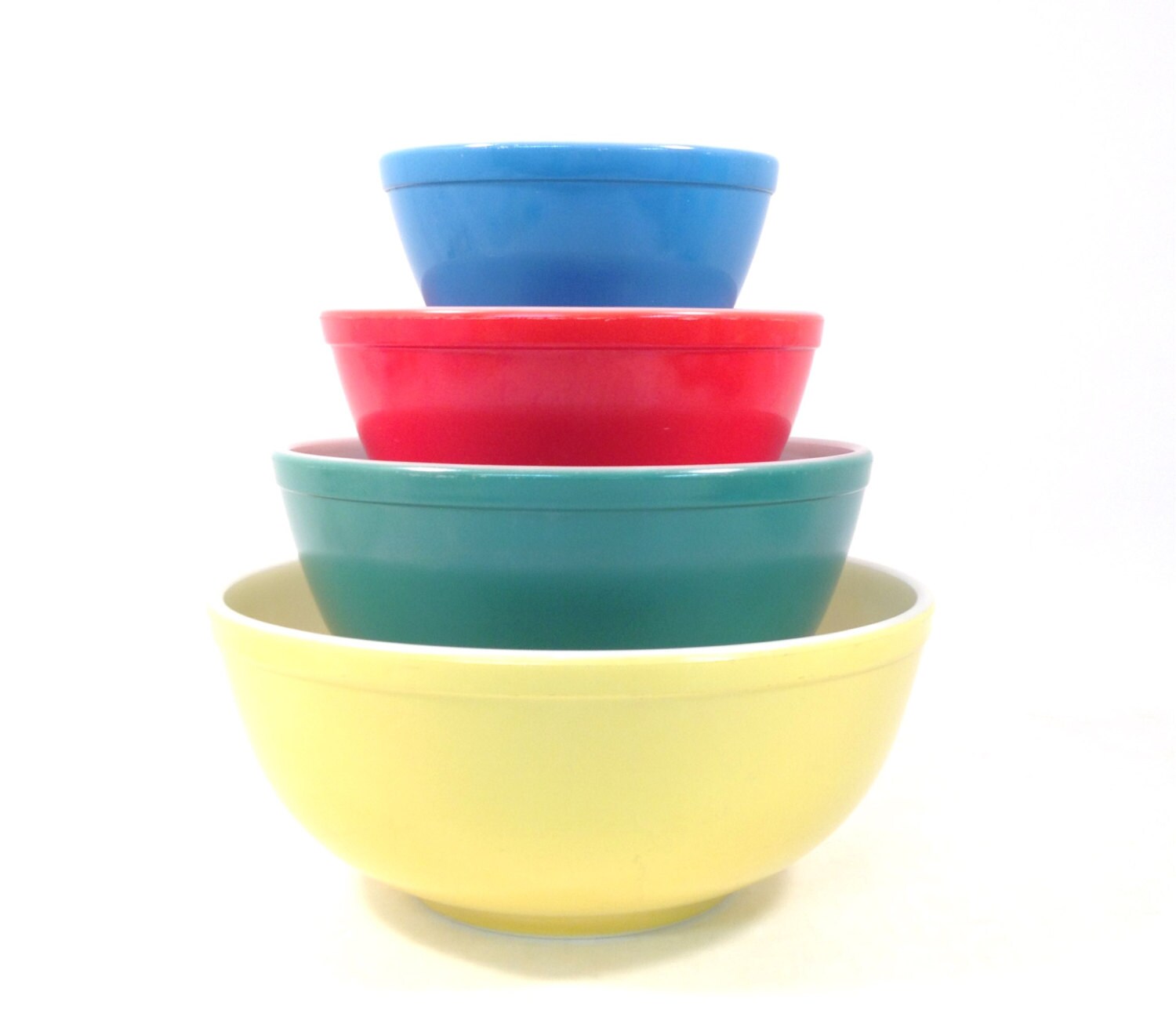 Vintage Pyrex Primary Color Mixing Bowls / 1940's Original