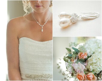 Bridal Jewelry SET, Wedding Necklace SET, Bridal Necklace and Earrings Set