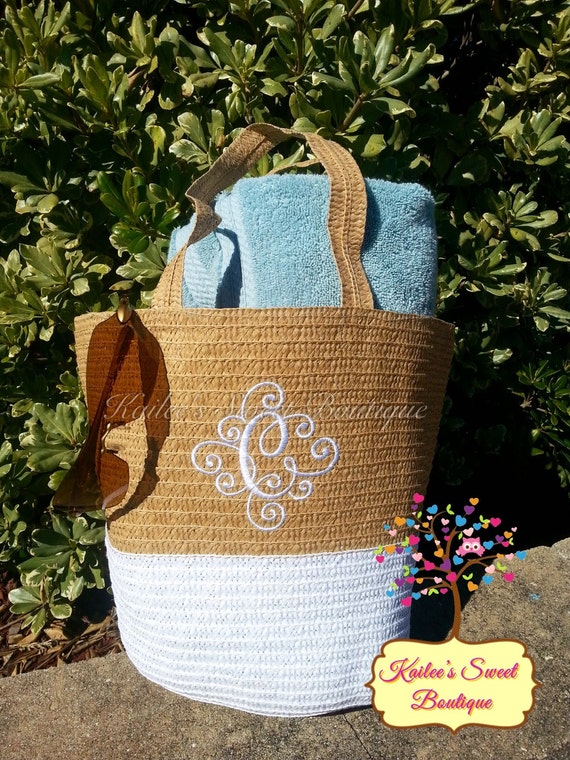Monogrammed Straw Tote
