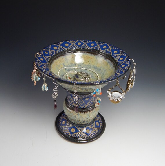 Ceramic jewelry pedestal Ceramic jewelry bowl by firenfluxhandmade