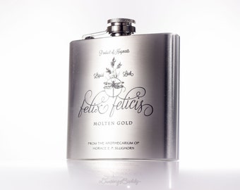 Felix Felicis Potion Flask, inspired by Harry Potter - 6oz Engraved Hip Flask