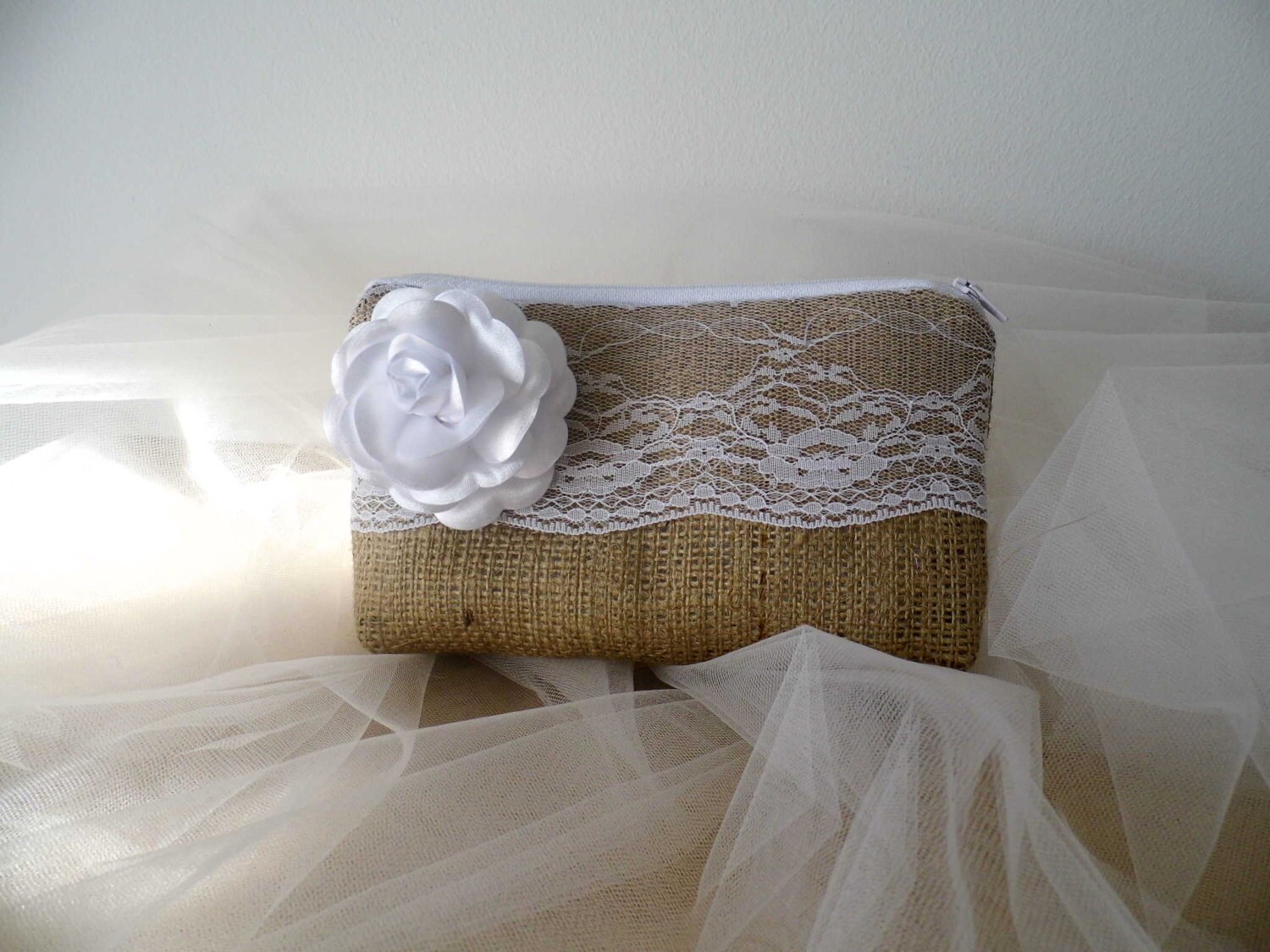 Bridesmaid Clutch Burlap And Lace Rustic Wedding Purse