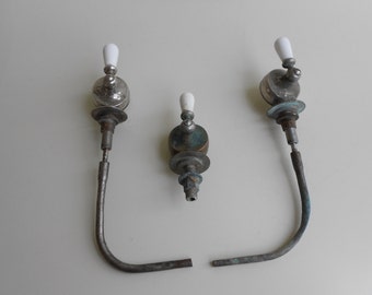 Antique Clawfoot Tub Faucet Overflow Drain Controls Porcelain Handles