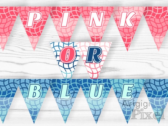 baby shower banner, pink or blue printable party garland, babyshower, welcome baby, gender reveal party, pregnancy reveal party decoration Il_570xn