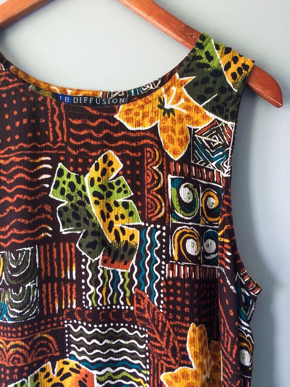 Vintage Tribal Tropical Tank Top Blouse Bohemian Festival 7776