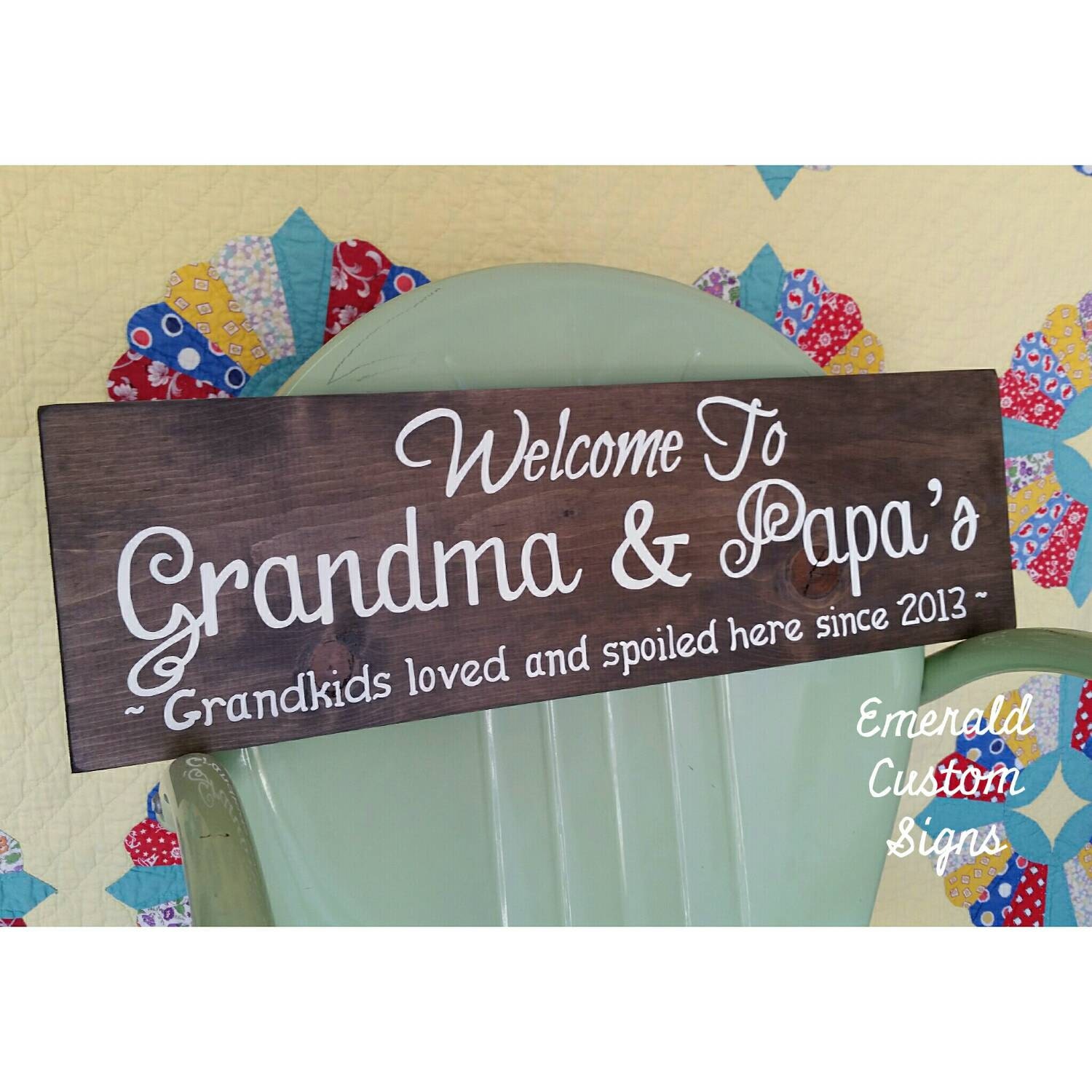 Personalized Grandma and Grandpa Sign. Custom Grandkids Gift.