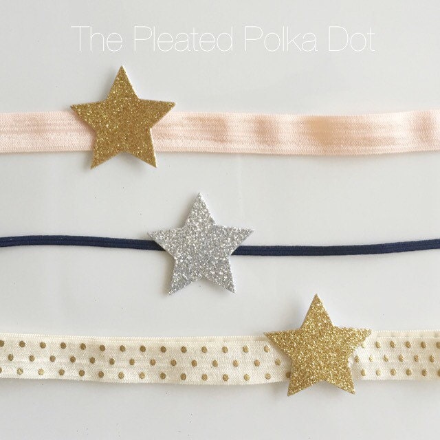 One Gold or Silver Sparkle Heart Headband or by ThePleatedPolkaDot