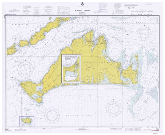 Martha's Vineyard 1972 Nautical Map Reprint