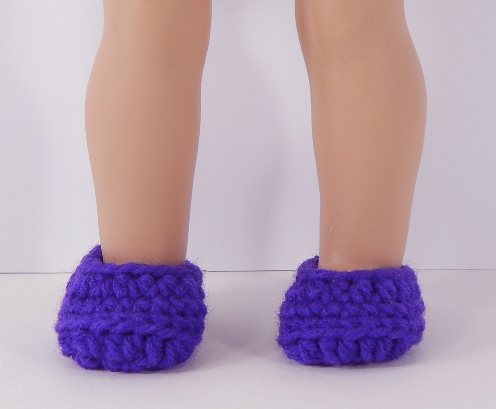 Doll Slippers Purple Crochet Fits 18 Inch Dolls and