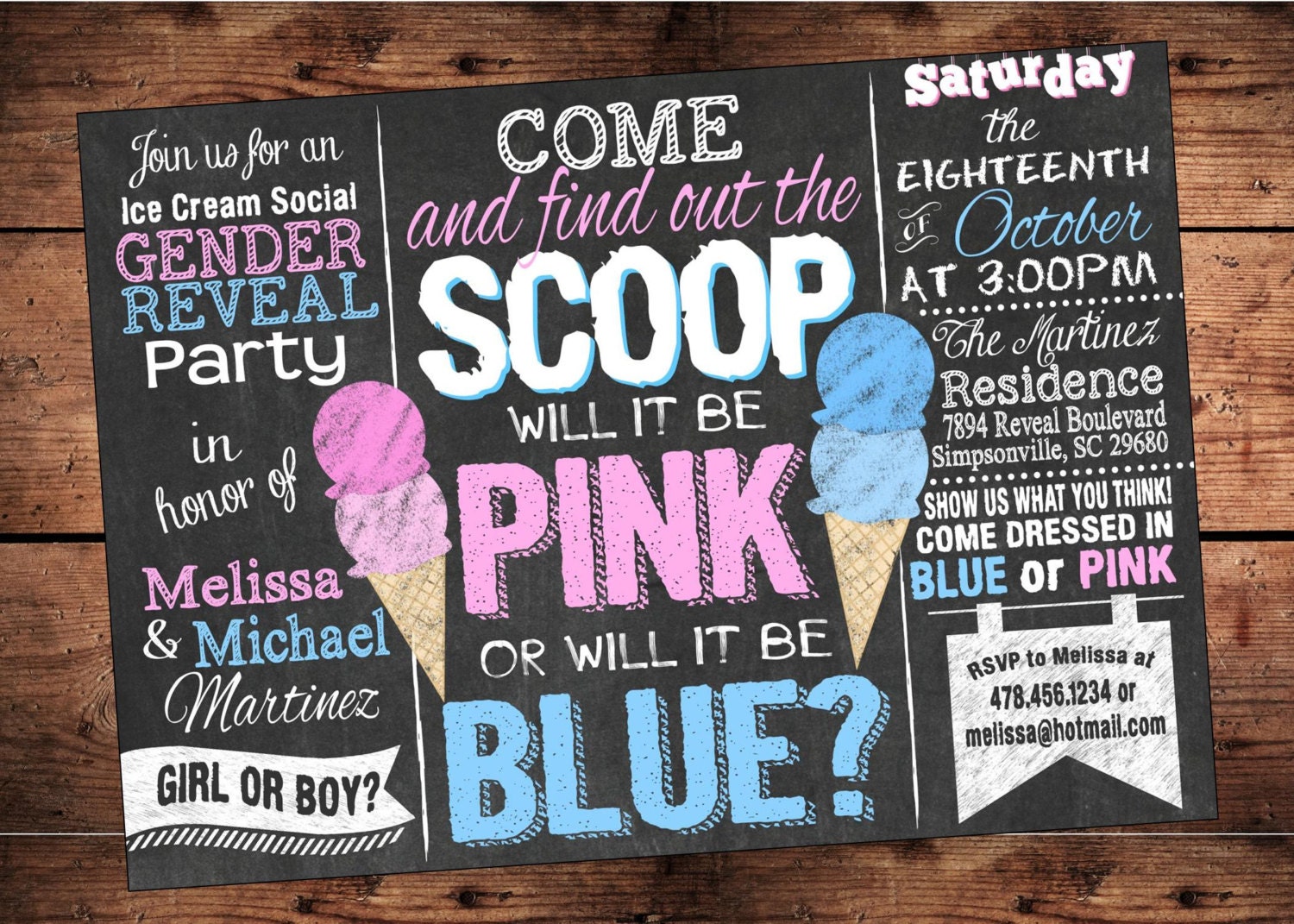 Ice Cream Social Gender Reveal Invitation Find Out The Scoop 